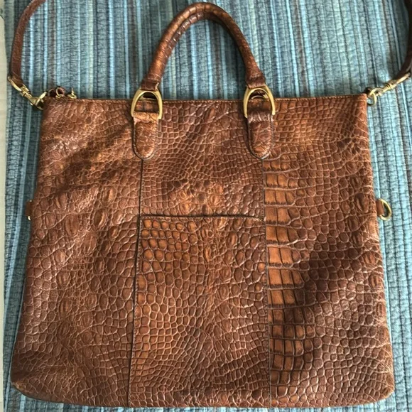 Brown leather Crocodile Pattern GILI Bag - Picture 4 of 8